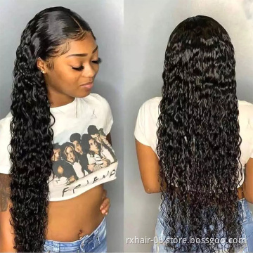 Hot Sale Wet And Wavy Lace Front Wig Wholesale 180% Density Long Transparent Swiss Water Wave 13X4 Pre-pluck Lace Wig